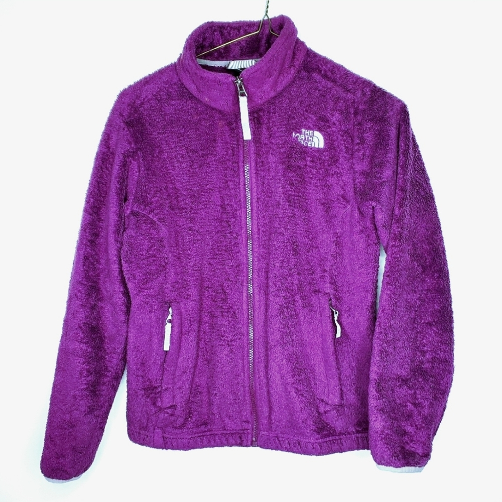 12) THE NORTH FACE Fuzzy Dark Raspberry Zip Jacket Sz. XS W & Kid's L